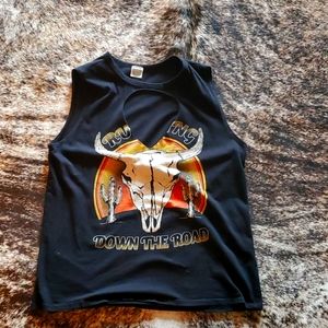 Black tank top. Key hole open front